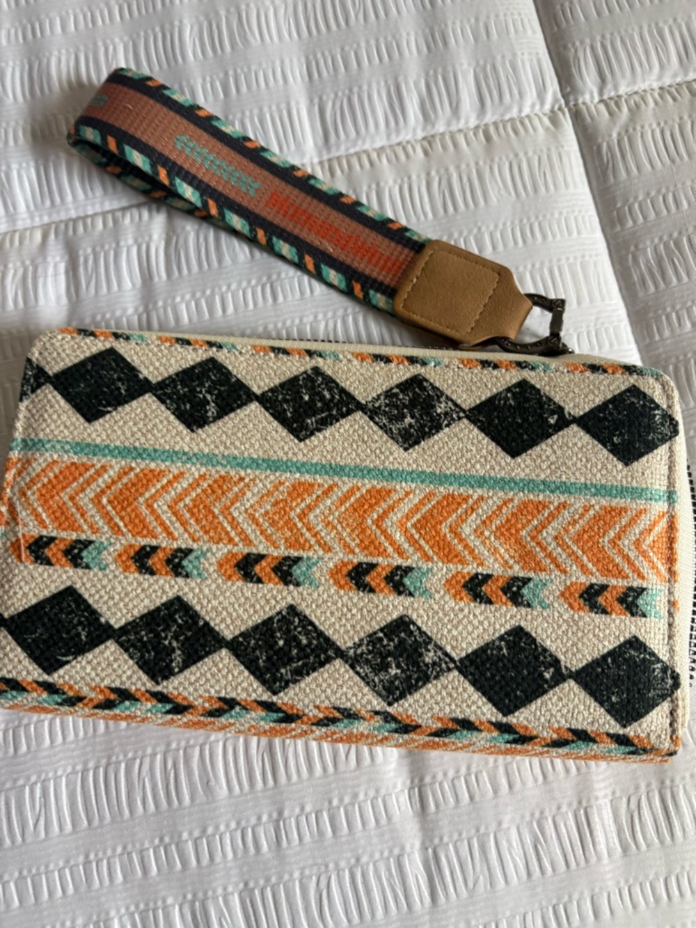 Montana West Brown and Cream Zip Around Wallet Wristlet